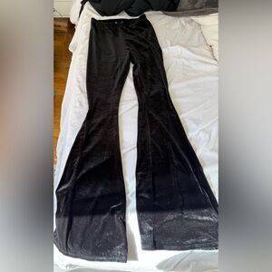 Super High Waisted Extra Flare Black Velvet Pants